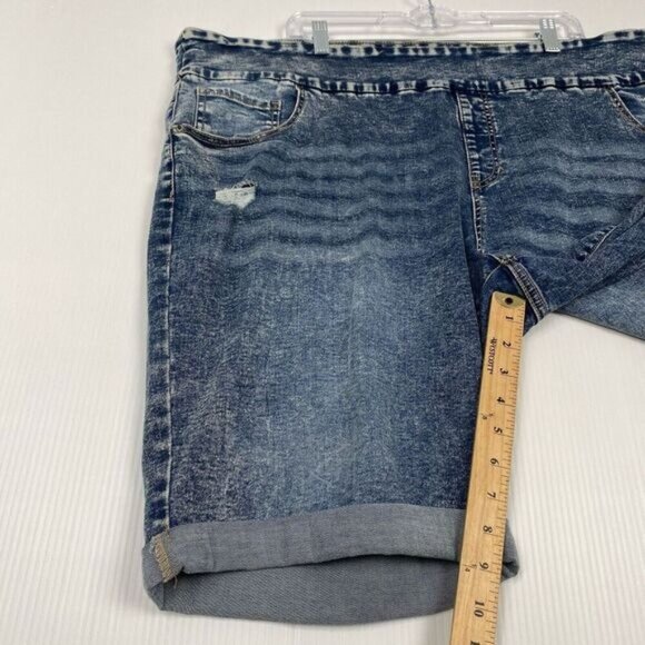 One5One Women's Stretch Denim Shorts Size 3X Blue Pockets Pull On - Picture 5 of 9